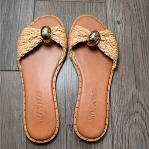 Steve Madden Tan Woven Sandals with Gold Detail